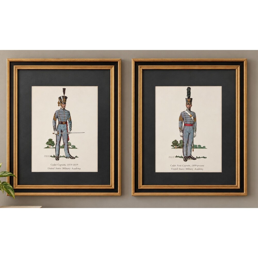 Pair of Vintage West Point Cadet Uniform Prints by Dick S. Von Schriltz – Framed